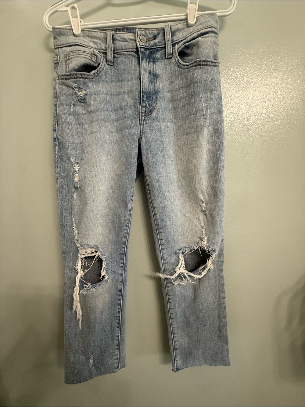 Light Wash Distressed Cropped Jeans